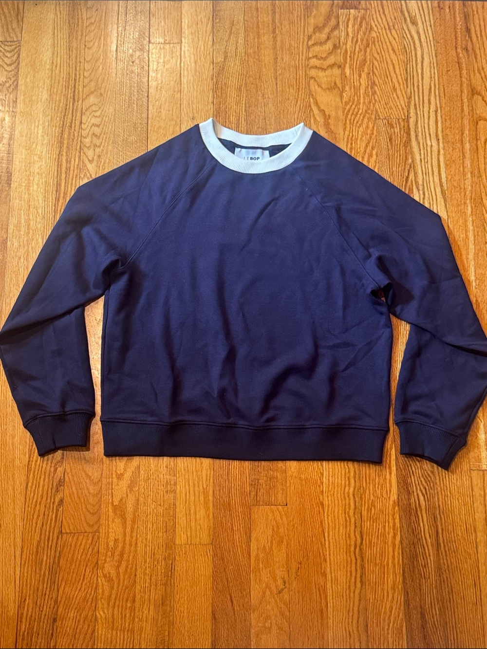 LEBOP Women’s Navy Crewneck Sweater With White Trim Size XS